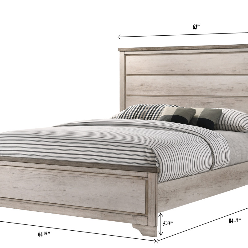 Patterson Driftwood Finish Solid Pine Wood Modern Rustic And Charm Panel Bedroom Set