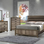 Matteo Melamine Finish Fabric Upholstered Panel Bedroom Set, Heat, Moisture, Stain Resistant, Contemporary Rustic