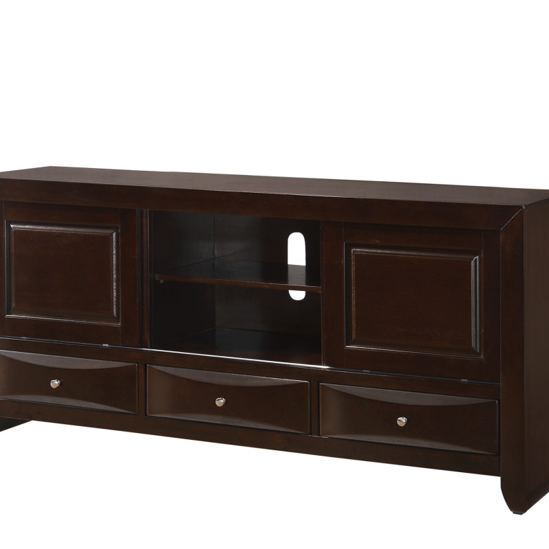 Emily Tv Stand Dark, Entertainment Cabinet, Media Console with Adjustable Shelves and Cable Management in Dark Finish