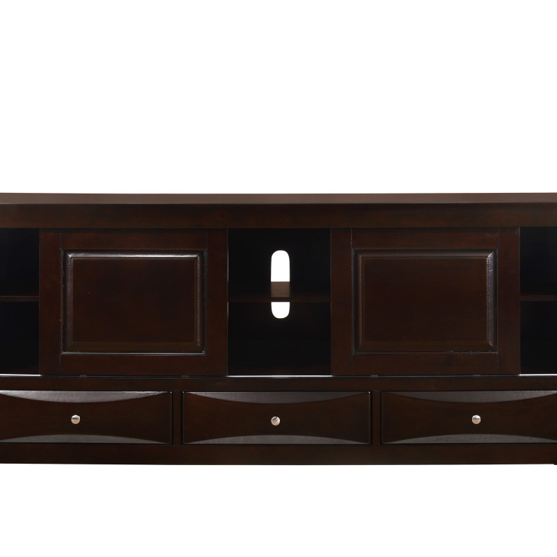 Emily Tv Stand Dark, Entertainment Cabinet, Media Console with Adjustable Shelves and Cable Management in Dark Finish