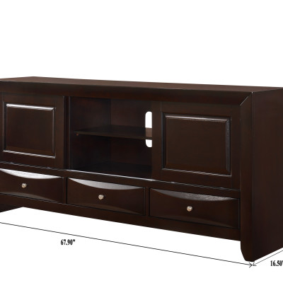 Emily Tv Stand Dark, Entertainment Cabinet, Media Console with Adjustable Shelves and Cable Management in Dark Finish