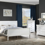 Louis Philip White Classic And Modern, Solid Hardwood Sleigh Bedroom Set