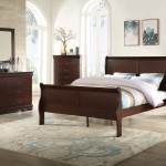 Louis Philip Cherry Wood Sleigh Bedroom Set