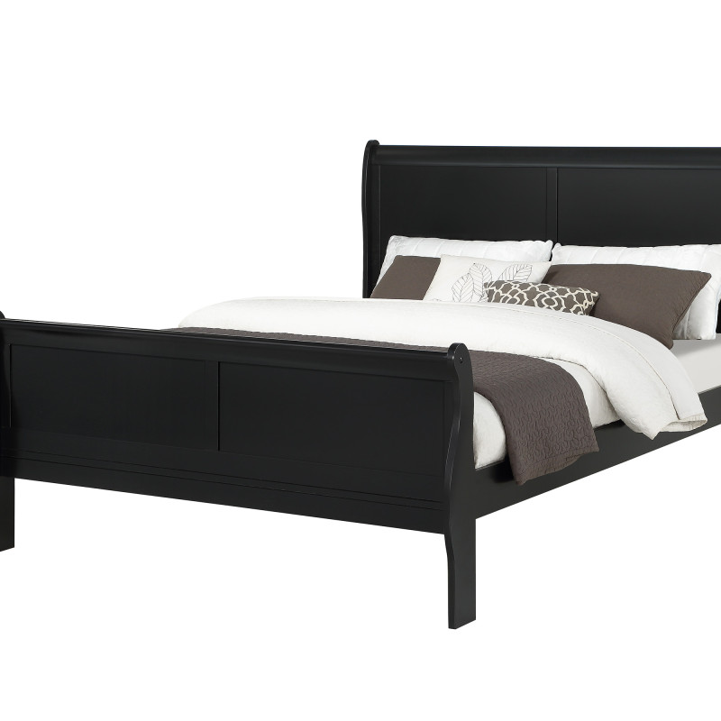 Louis Philip Black Modern Wooden Sleigh Bedroom Set