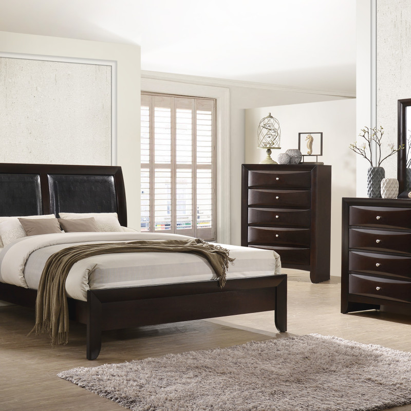 Emily Dark Cherry Modern Transitional Wood Storage Platform Bedroom Set