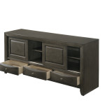 Emily Contemporary Modern Tv Stand Grey, Entertainment Cabinets With Open Storage And Cable Management in Grey Woodgrain Finish