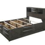 Emily Gray Oak Sleek Contemporary Modern Transitional Storage Platform Bedroom Set