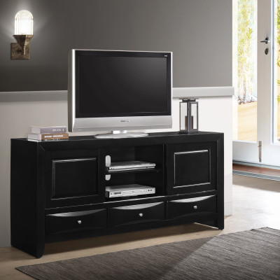 Emily Black Modern Transitional Wood Storage Platform Bedroom Set