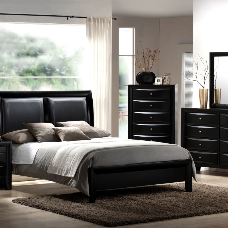 Emily Black Modern Transitional Wood Storage Platform Bedroom Set