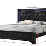 Micah Black Modern Contemporary LED Fabric Upholstered Tufted Panel Bedroom Set