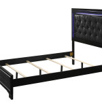 Micah Black Modern Contemporary LED Fabric Upholstered Tufted Panel Bedroom Set