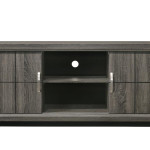 Akerson Grey Tv Stand Drift Wood, Driftwood Entertainment Console With Metal Legs With Storage Doors for Living Room