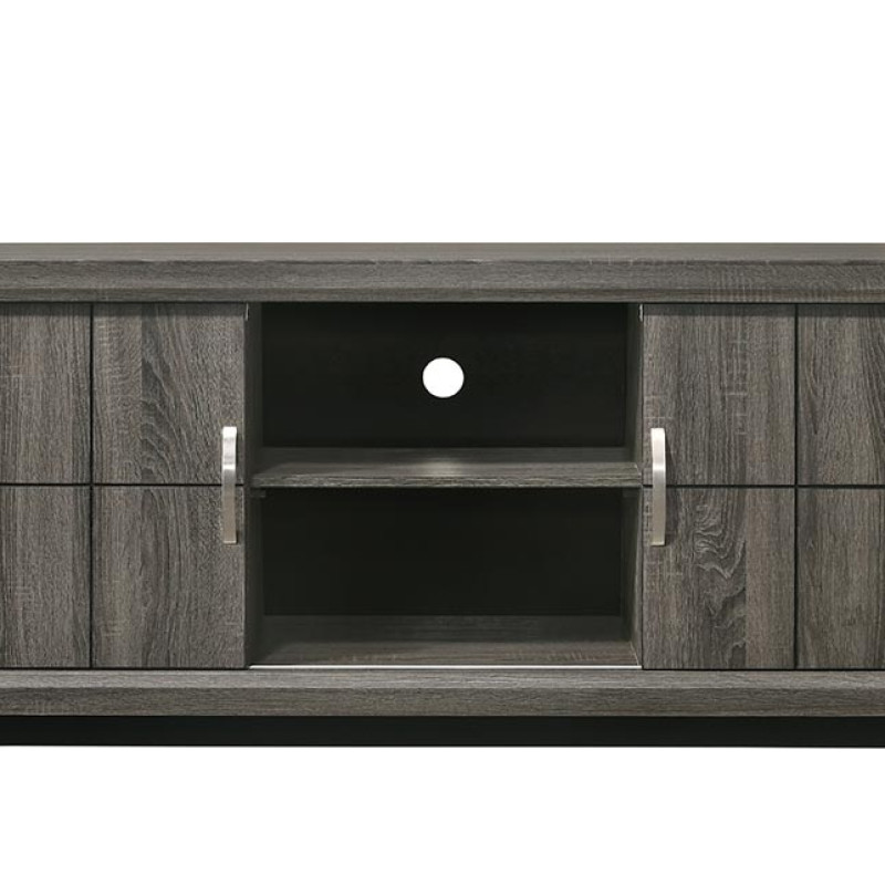 Akerson Grey Tv Stand Drift Wood, Driftwood Entertainment Console With Metal Legs With Storage Doors for Living Room