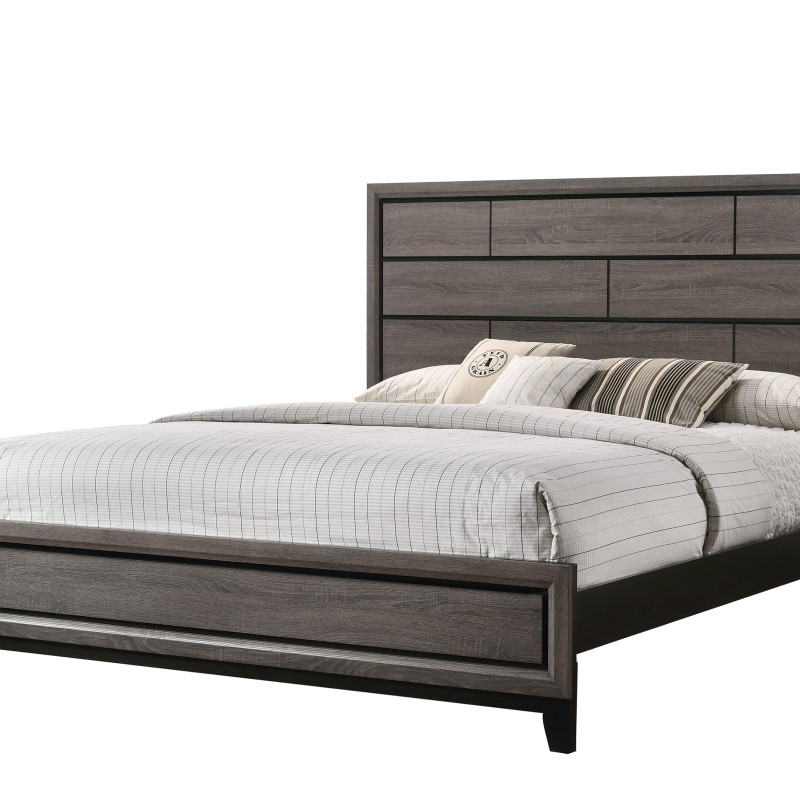 Akerson Gray Finish Wood Modern Rustic And Charm Panel Bedroom Set