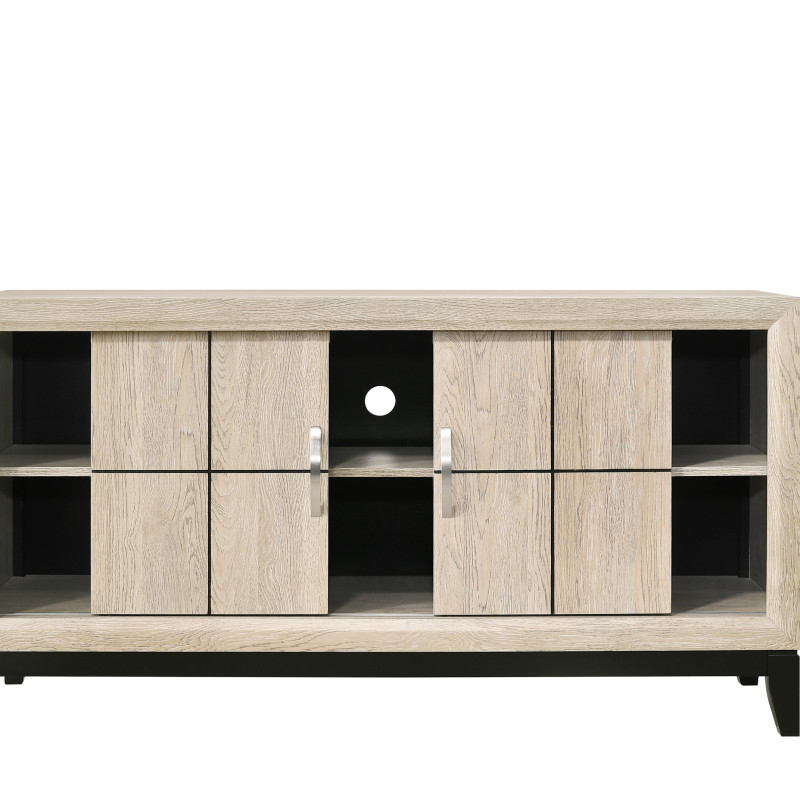 Akerson Cream Tv Stand Drift Wood, Driftwood Entertainment Console With Metal Legs With Storage Doors for Living Room