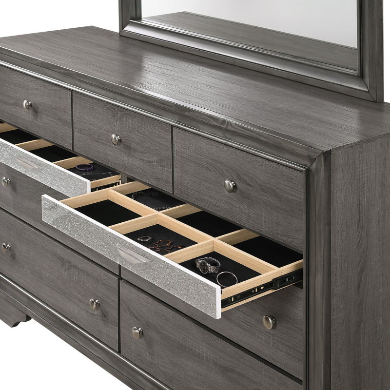 Regata Gray/Silver Sleek And Modern, Wood Storage Platform Bedroom Set