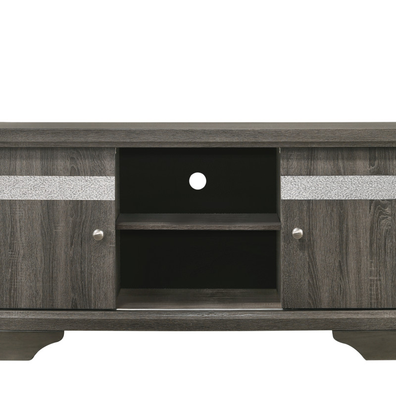 Regata Grey Finish Modern Tv Stand, Entertainment Cabinet, Contemporary Style, Media Console With Wood Finish And Wood Legs with Storage Doors for Liv