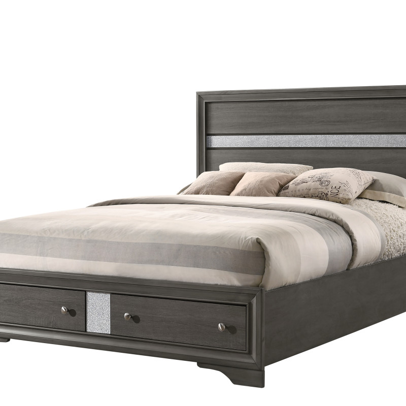 Regata Gray/Silver Sleek And Modern, Wood Storage Platform Bedroom Set