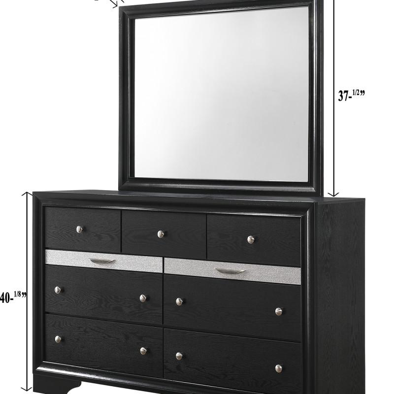 Regata Black/Silver Sleek And Modern, Wood Storage Platform Bedroom Set