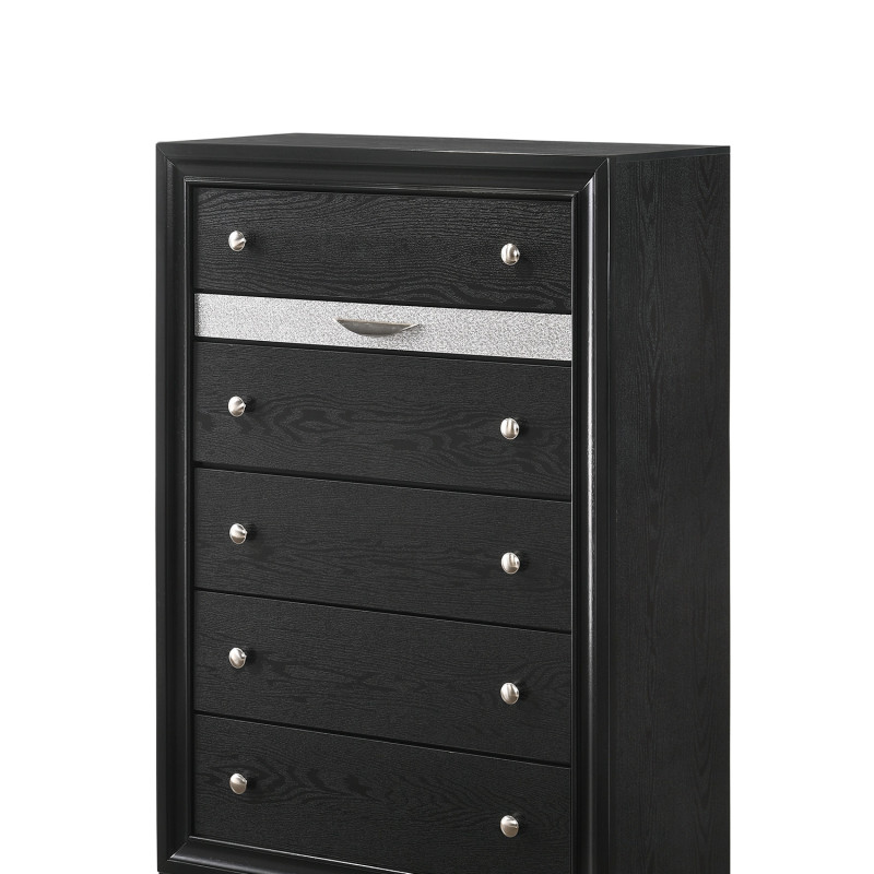 Regata Black/Silver Sleek And Modern, Wood Storage Platform Bedroom Set