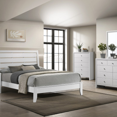 Evan White Finish Modern Sleigh Bedroom Set