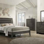 Evan Gray Finish Contemporary Modern Wood Upholstered Panel Bedroom Set