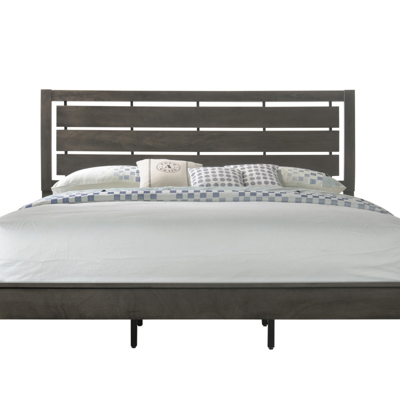 Evan Gray Finish Contemporary Modern Wood Upholstered Panel Bedroom Set