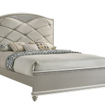 Valiant Champagne Silver Finish Modern Faux Leather Upholstered Tufted Panel Bedroom Set