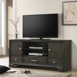 Jaymes Modern Dark Brown Tv Stand, Contemporary Dark Wood TV Stand With Open Shelving And Storage