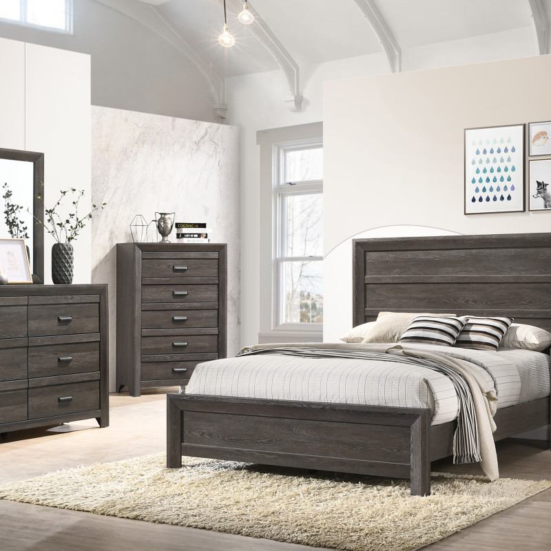 Adelaide Brown Finish Classic And Modern Contemporary Wood Panel Bedroom Set