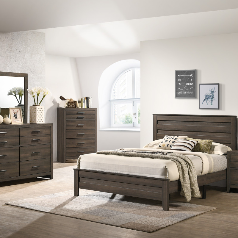 Marley Brown Finish Sleek And Modern Wood Platform Bedroom Set