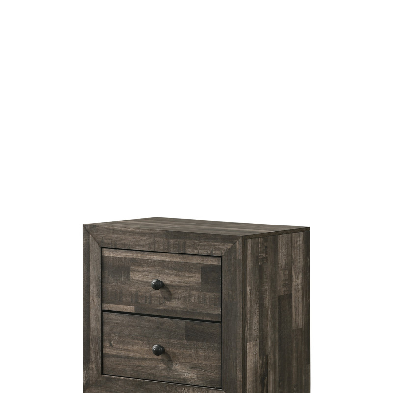 Atticus Brown Finish Modern And Rustic Wood Platform Bedroom Set