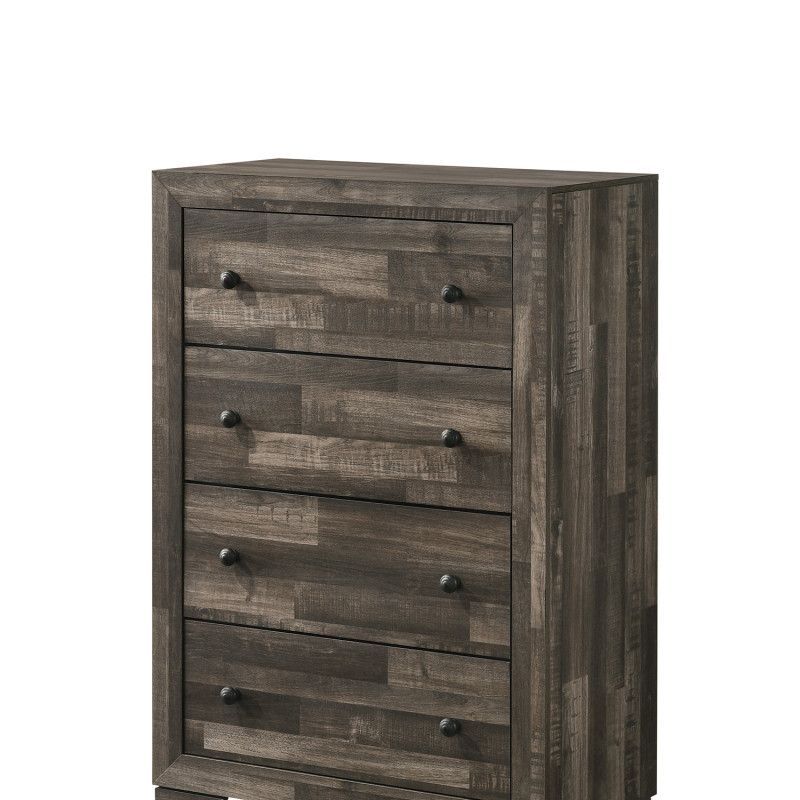 Atticus Brown Finish Modern And Rustic Wood Platform Bedroom Set