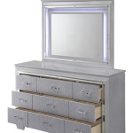 Lillian Silver Sleek Contemporary LED Fabric Upholestered Tufted Bedroom Set