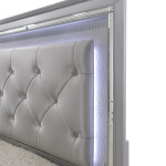 Lillian Silver Sleek Contemporary LED Fabric Upholestered Tufted Bedroom Set