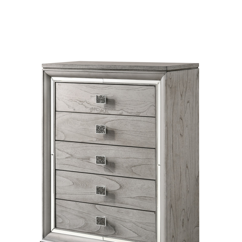 Vail Gray Finish Contemporary LED Upholstered Wood Panel Bedroom Set