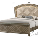 Cristal Gold Modern Glam LED Faux Leather Upholstered Panel Bedroom Set