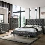 Giovani Gray Modern Contemporary Fabric Upholstered Tufted Panel Bedroom Set