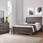 Coralee Gray Sleek And Modern Driftwood Upholstered Sleigh Bedroom Set