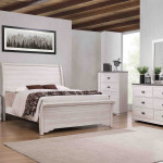 Coralee Chalk-Gray Traditional Rustic Modern Contemporary Hardwood Sleigh Bedroom Set