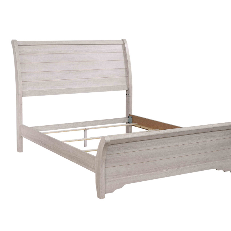 Coralee Chalk-Gray Traditional Rustic Modern Contemporary Hardwood Sleigh Bedroom Set