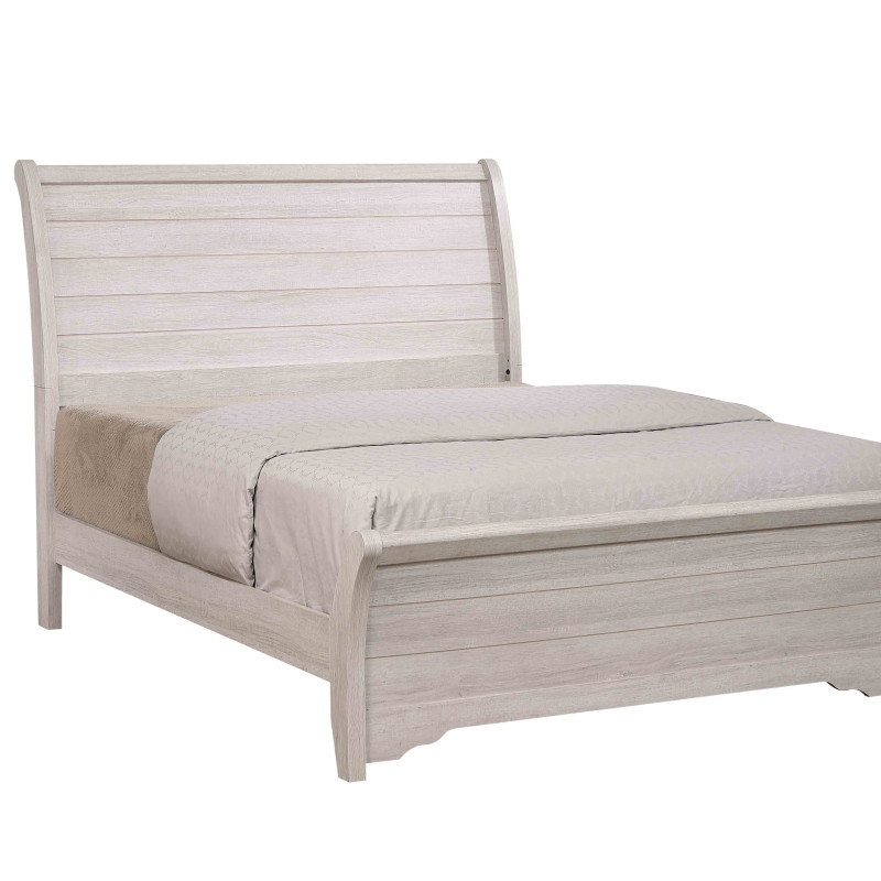 Coralee Chalk-Gray Traditional Rustic Modern Contemporary Hardwood Sleigh Bedroom Set