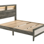 Rhett Brown/Cream LED Contemporary Modern Bookcase Platform Bedroom Set