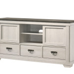 Leighton Tv Stand, Ample Storage With Two Open Compartments, Wooden Doors, Adorned With Metal Pull Handles, Bracket feet