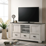 Leighton Tv Stand, Ample Storage With Two Open Compartments, Wooden Doors, Adorned With Metal Pull Handles, Bracket feet