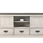 Leighton Tv Stand, Ample Storage With Two Open Compartments, Wooden Doors, Adorned With Metal Pull Handles, Bracket feet