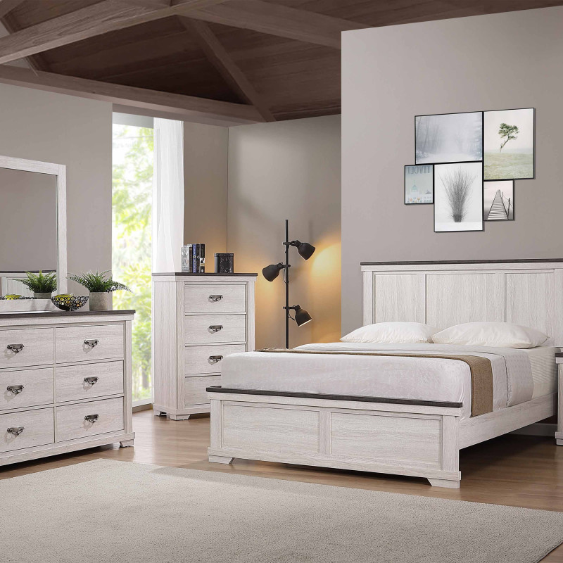 Leighton Cream/Brown Classic And Modern, Wood Panel Bedroom Set