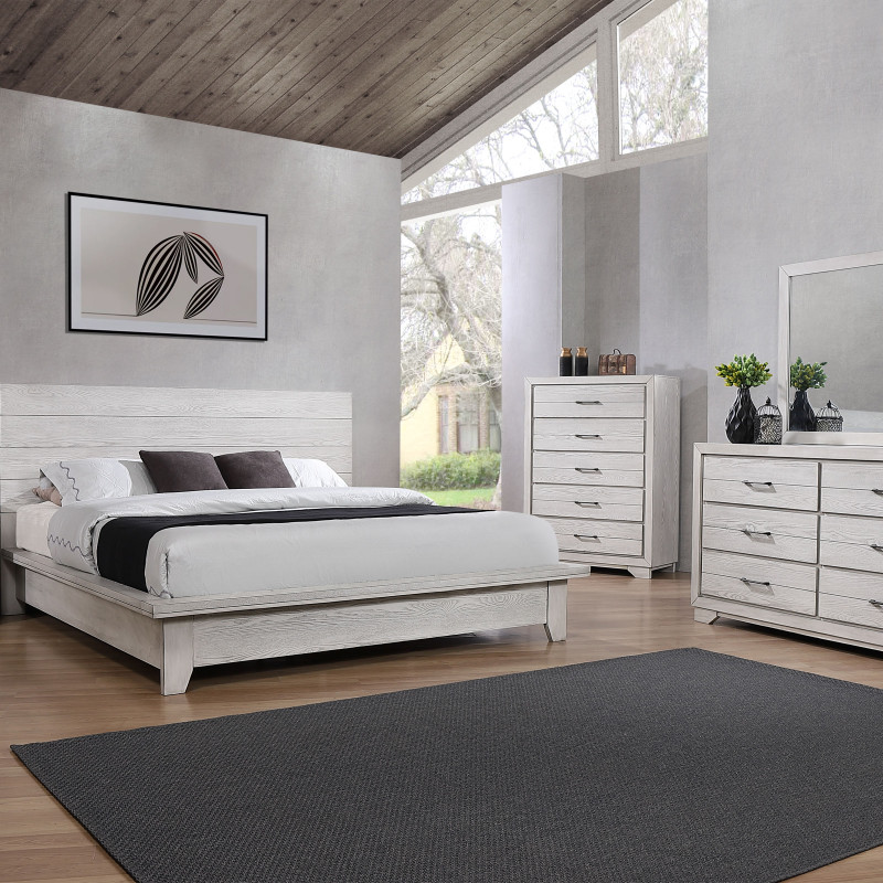 White Sands Chalk Contemporary Solid And Veneers Wood Platform Bedroom Set