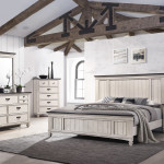 Sawyer Cream/Brown Modern Contemporary Wood Panel Bedroom Set