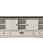 Sawyer Antique White/Brown Tv Stand, Media Cabinets, Cottage Style Two-Toned Finish, Decorative Molding